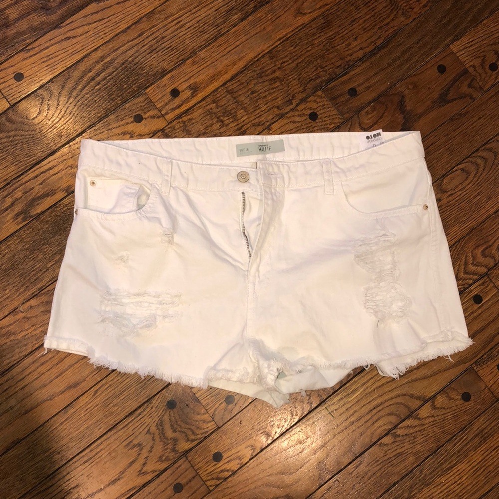 Topshop Moto White Hallie Denim Shorts